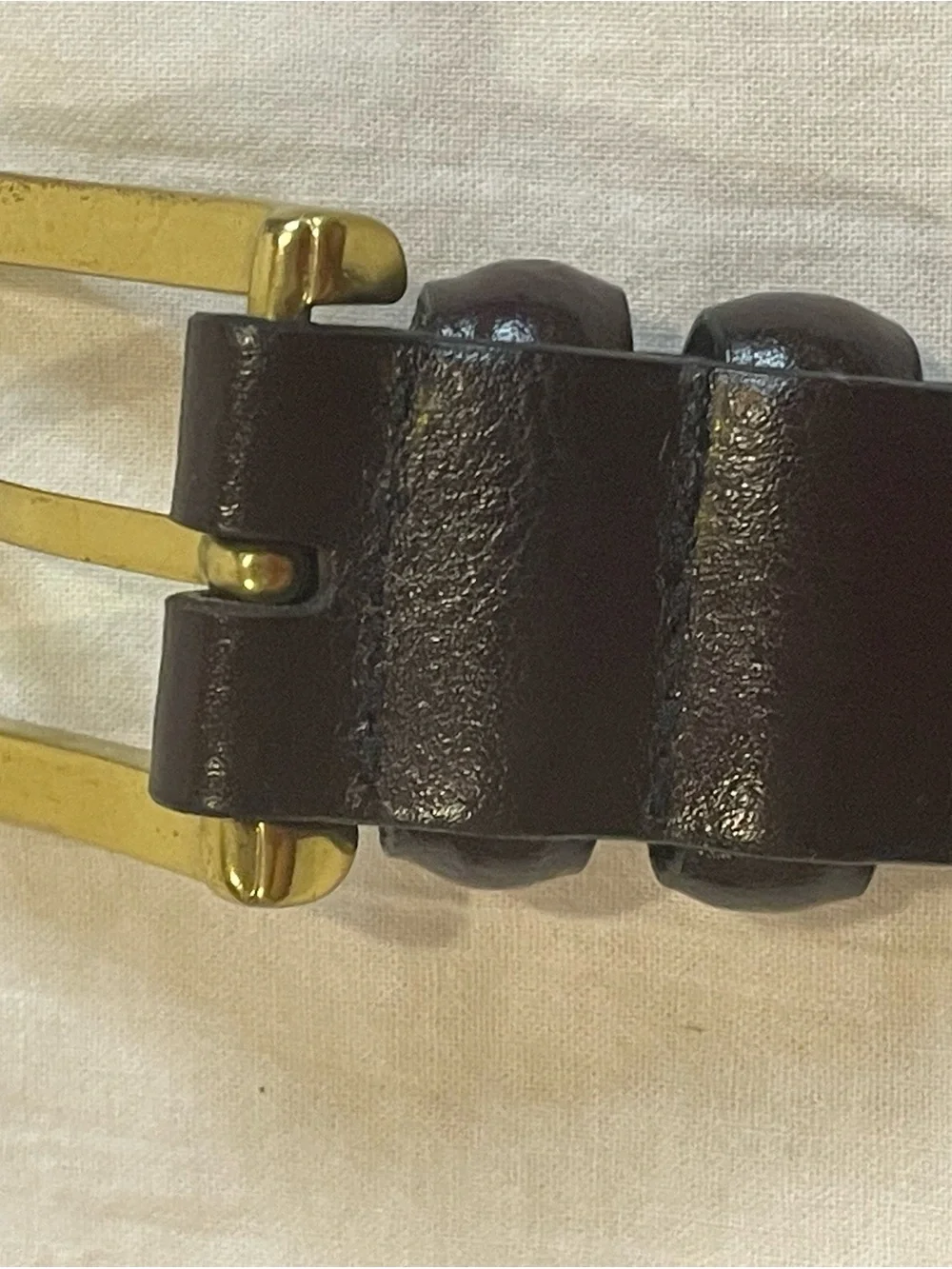 Genuine Leather Brown Dress Belt Brass Buckle Classic Business Size 38/95